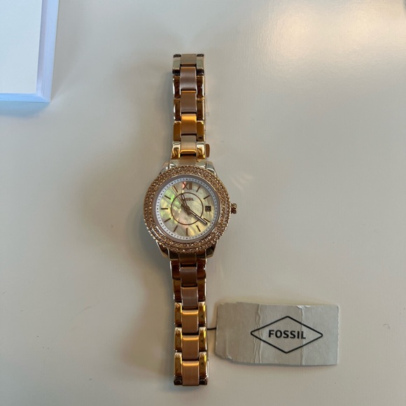 Fossil Stella Three-Hand Date Rose Gold-Tone Stainless Steel Watch Brand New - Picture 6 of 6